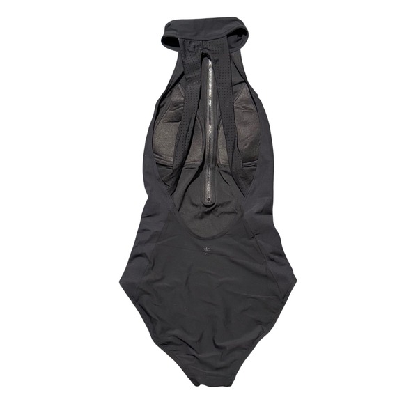 Athleta Bonaire Black High Neck Zip Front Sleek One Piece Bathing Suit - Picture 4 of 6